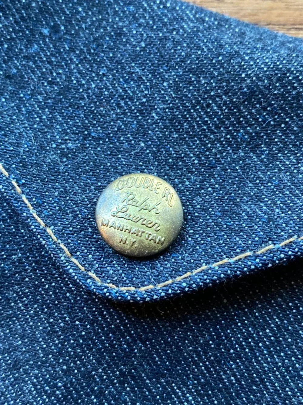 RRL Ralph Lauren Indigo Denim Billfold Wallet Lightly Used w/Box and Tags
